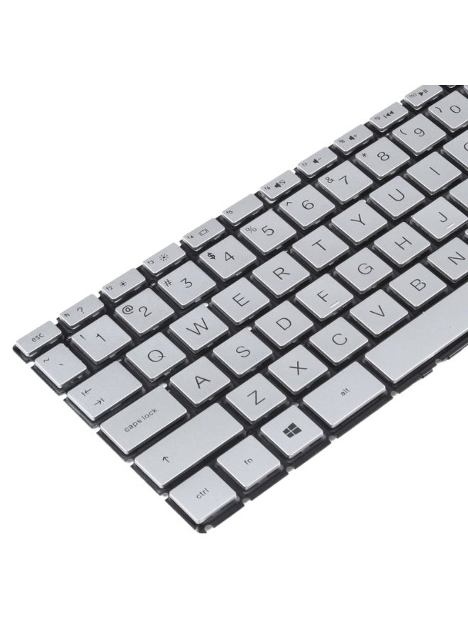 لوحة مفاتيح بديلة بإضاءة خلفية لسلسلة HP 14-ph، متوافقة مع Pavilion 14-CD/14-CM/14-CK/14-DQ/14-DK/14-DG/14-FQ/14-CS، و240 G7/245 G7/246 G7/240 G8، وPavilion X360 14-CD/14M-CD - إطار فضي، تخطيط اللغة الإنجليزية الأمريكية - Image 2